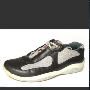 PRADA America's Cup Brown/Silver Leather Sneakers